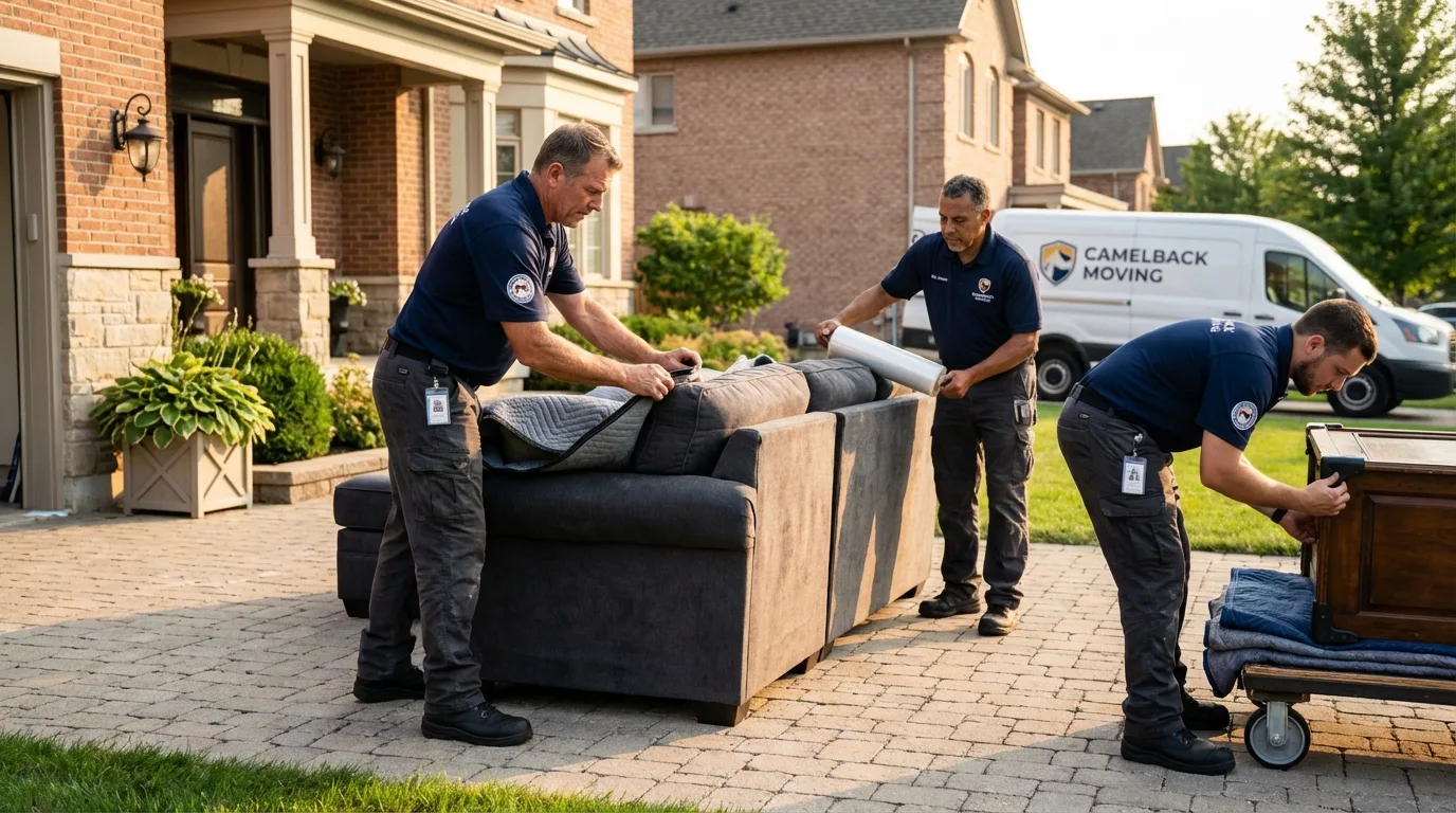 Large estate moving crew wrapping furniture in Vandiver, AL