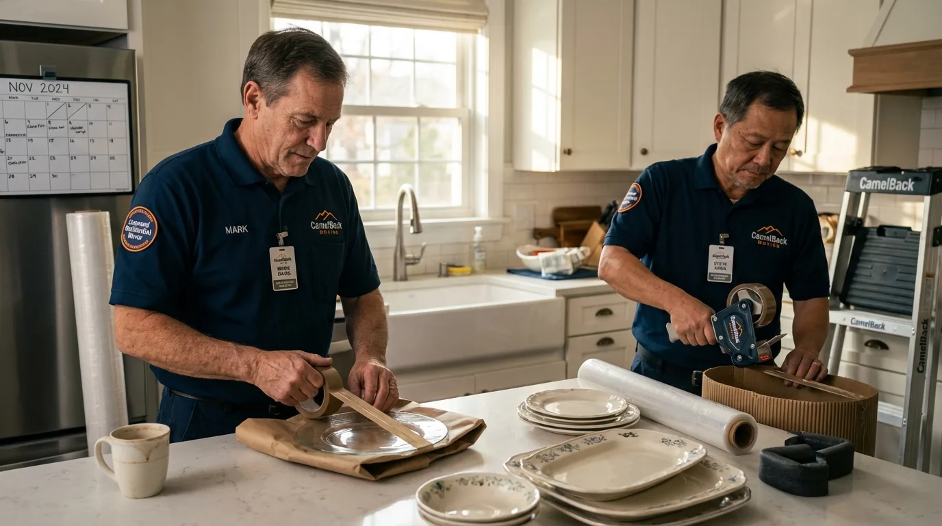 Professional crew packing kitchen dishware in Vandiver, AL